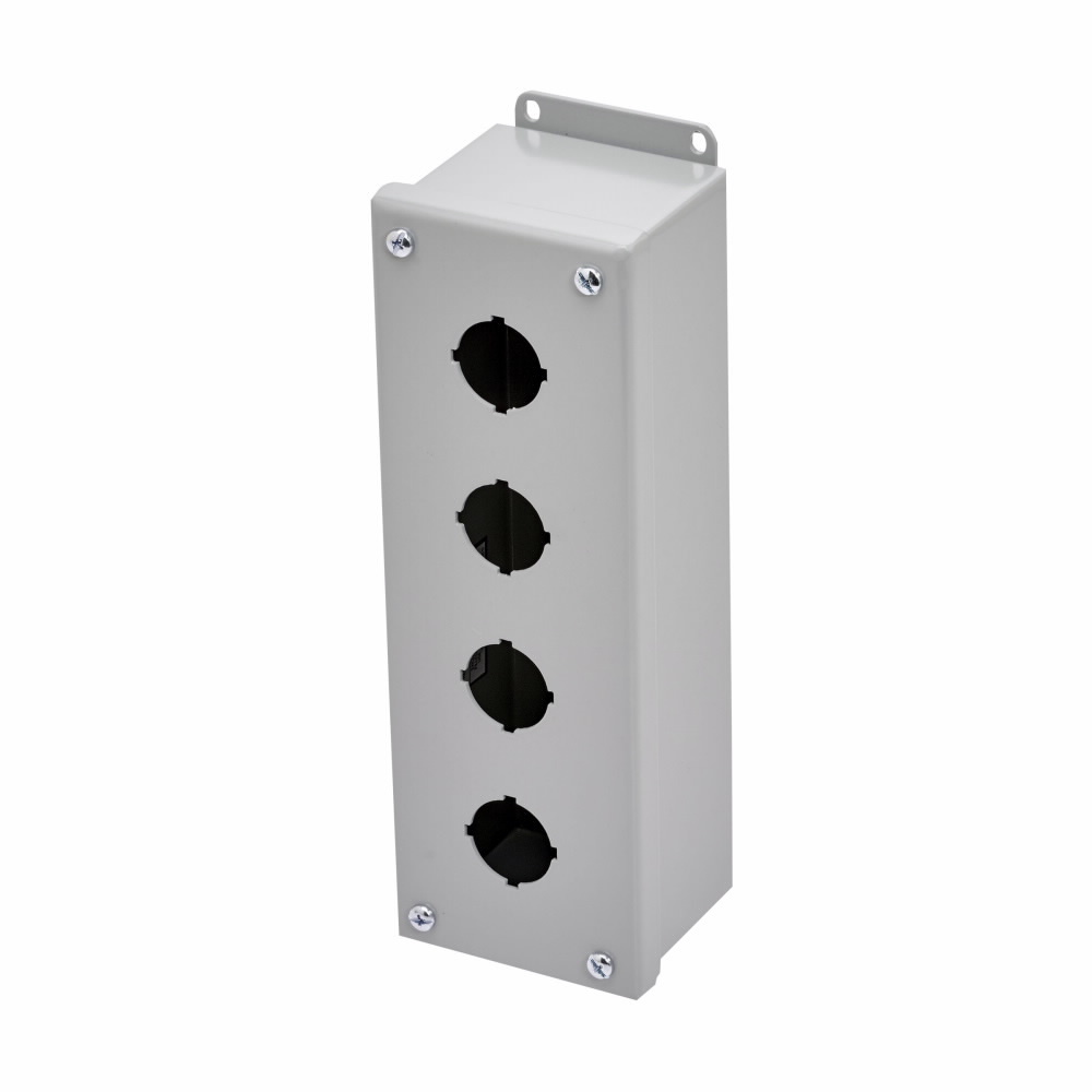 PV4 PV Series Vertical Column Pushbutton Enclosure With Captive Screw, 10-1/4 in L x 3-1/4 in W x 2-3/4 in D, 4 Outlets, NEMA 4X/12/13/IP65 NEMA Rating, Steel