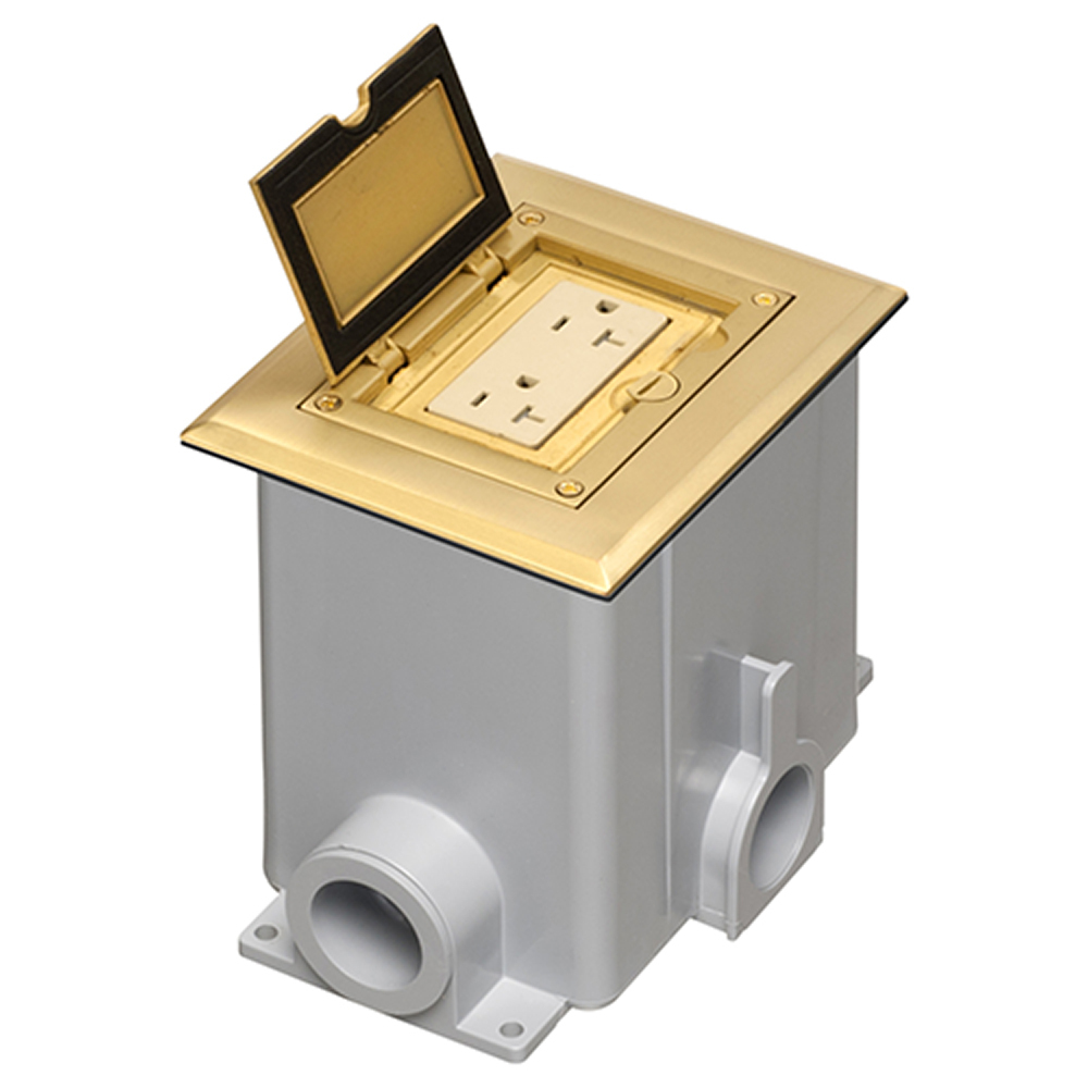 FLBC8510MB Floor Box Cover and Frame Kit, 6.094 in L x 5.006 in W, Brass