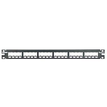 CP24BLY Mini-Com PanNet 1RU Flat Shielded Modular Patch Panel, 24 Ports, Stainless Steel