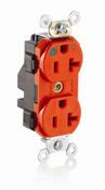 M8300-IG Lev-Lok 1-Phase Duplex Heavy Duty Isolated Grounding Straight Blade Receptacle, 125 V AC, 20 A, 2 Poles, 3 Wires, Orange