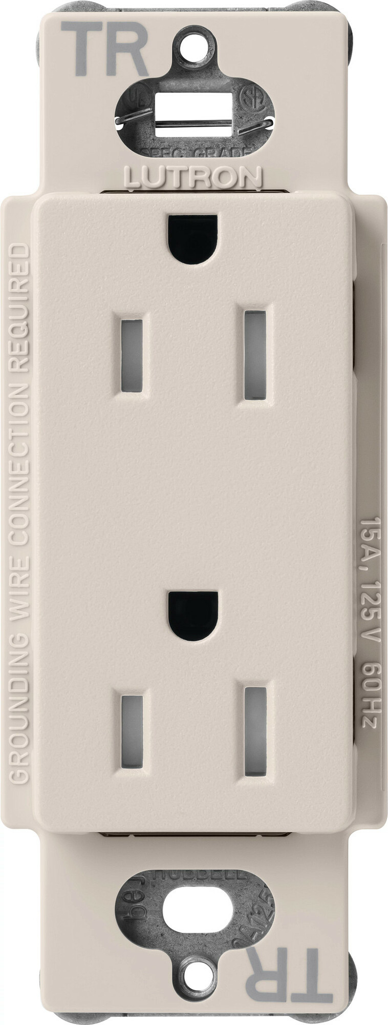 SCRS-15-TR-TP Claro Tamper-Resistant Duplex Receptacle, Decorator-Style Outlet, 15 Amp, Satin, Taupe