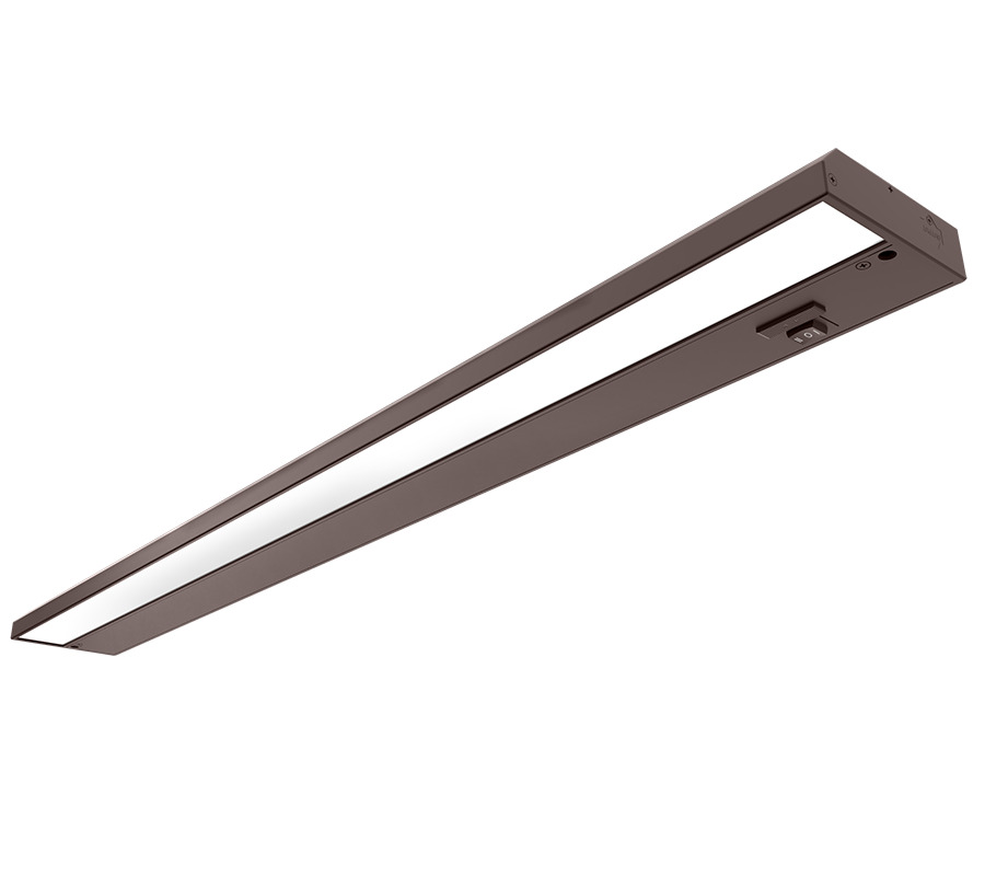 KNOOKFA32 Field Adjustable LED Undercabinet Fixture With Switch, Injection Molded Endcap, 15.7/16.5/16.8 W Fixture, 120 to 277 V, Powder Coated Housing