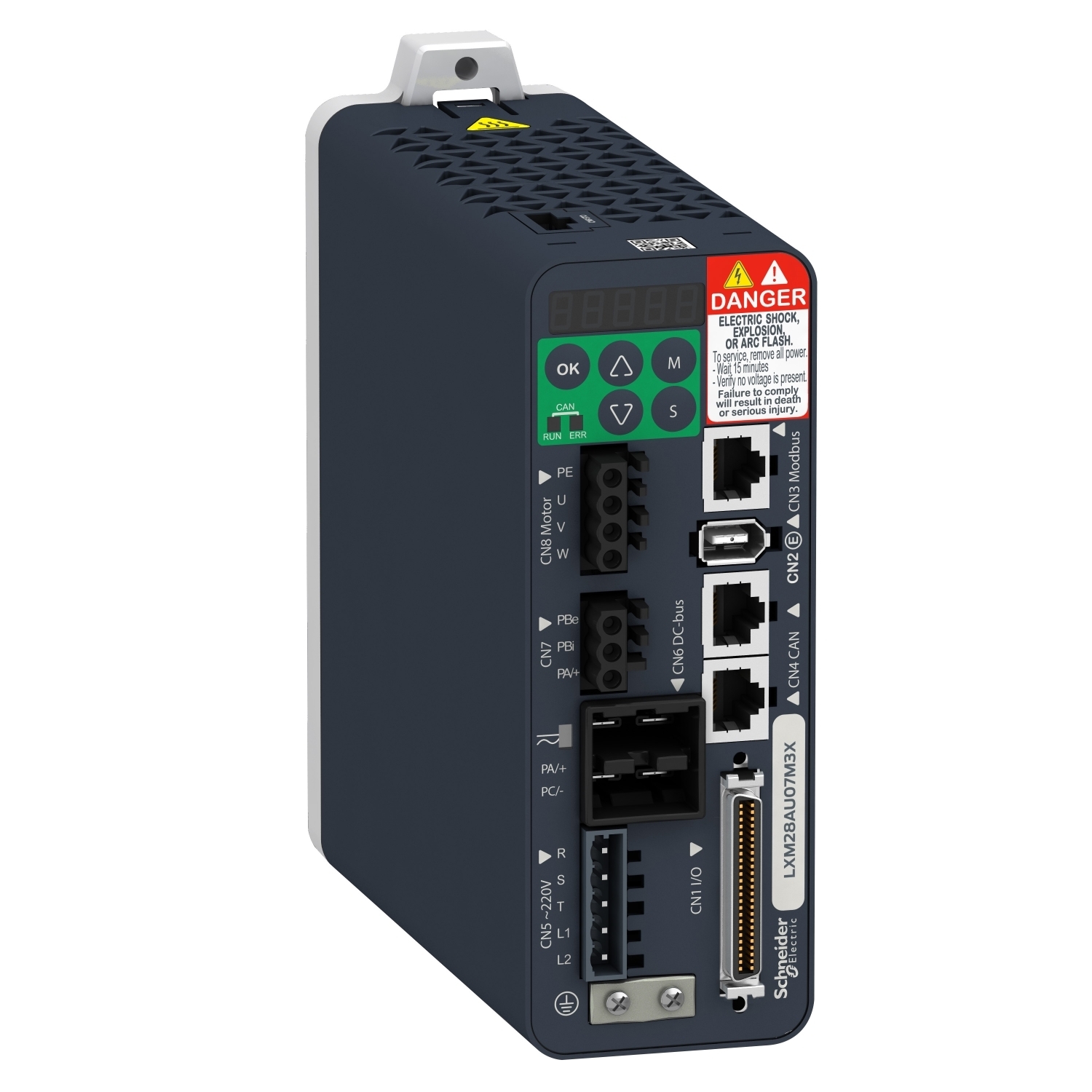 LXM28AU01M3X Lexium Motion Servo Drive, 200 to 230 V AC, 0.9 A at 16 kHz Continuous Output, 50/60 Hz, 0.1 kW at 220 V 16 kHz