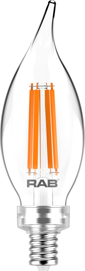 BA11-3-E12-927-F-C Dimmable Decorative LED Lamp, 3.3 W, 40 W Incandescent Equivalent, E12 Lamp, BA11 Bent Tip Shape, 300 Lumens