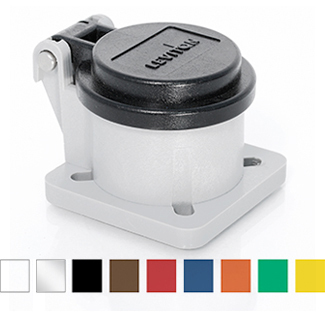 16S31-UW Rhino-Hide Cam Type Panel Receptacle Enclosure With Automatic Closing Lid, For Use With Male/Female Panel Mount Receptacle, Thermoplastic, White