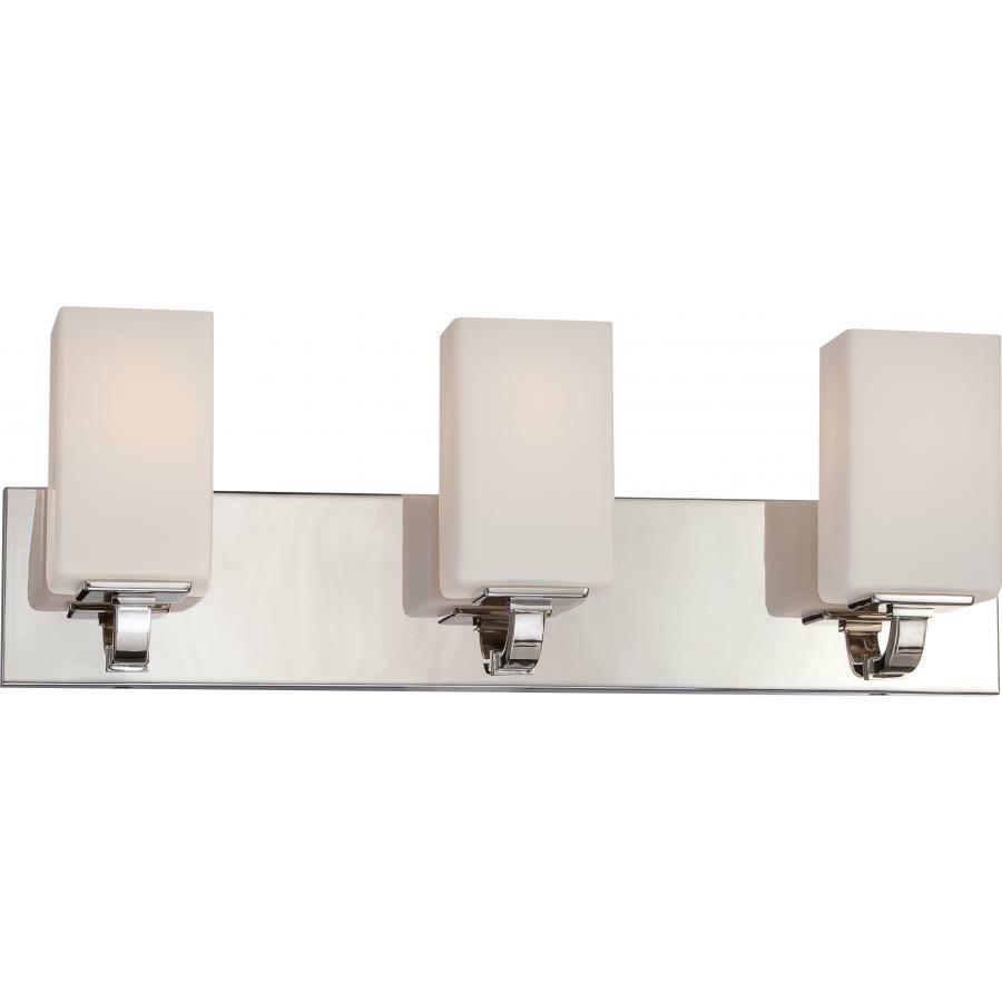 60-5183 Nuvo Vista Transitional Vanity Light Fixture, (3) A19 Lamp, 120 V AC, Polished Nickel Housing