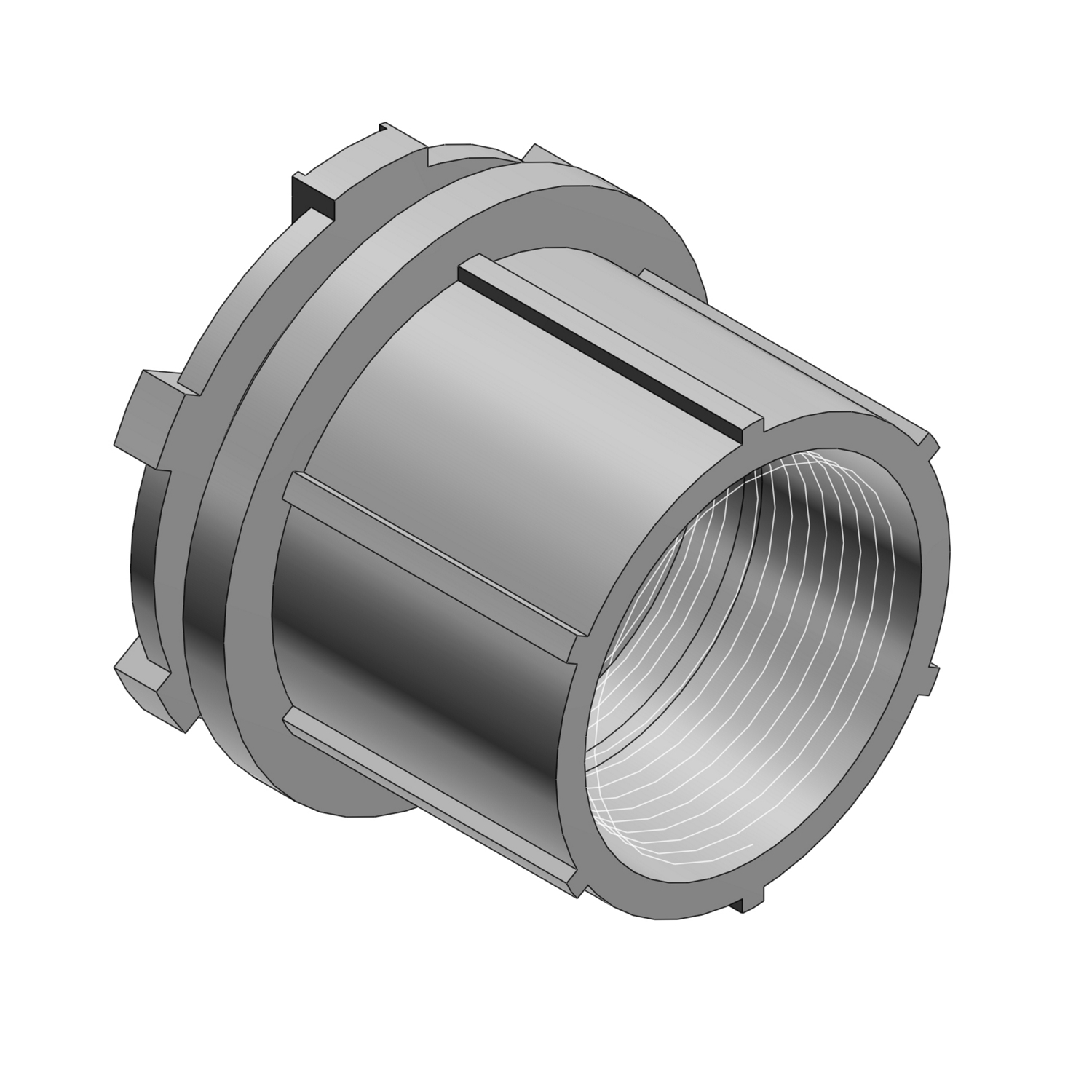 HTZ5 T&B Chase Conduit Hub With Insulated Throat, 1-1/2 in, For Use With Threaded IMC/Rigid Conduits, Die Cast Zinc, Aluminum Lacquered
