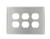 84130-40 Oversized Traditional Wall Plate, 3 Gangs, 7-1/8 in W x 5-1/4 in H, 302 Stainless Steel
