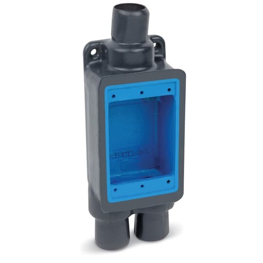 FSCC2-G Ocal Type FS/FD Feed-Through Shallow Style Device Box, Iron Alloy, 1 Gang, 3 Outlets, 3 Knockouts