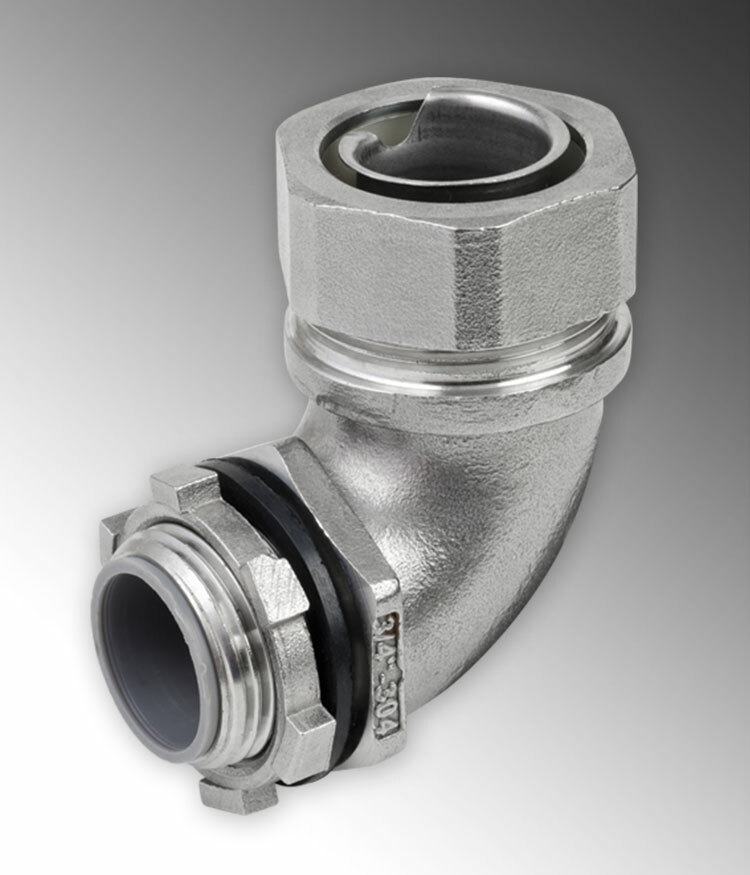S60700FC90 Rigid Male Flexible Connector, 3/4 in Trade, For Use With Calbrites Bare/PVC/Clear Coated Flexible Conduit, 316L Stainless Steel, #4 Polished
