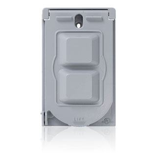 WM1V-GY Outlet Box Cover, 4.63 in L x 2.85 in W x 0.89 in D, Weatherproof Cover, Aluminum