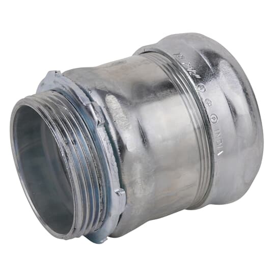 TC117A Steel City Non-Insulated Compression Connector, 2-1/2 in Trade, For Use With EMT Conduit, Steel, Zinc Plated