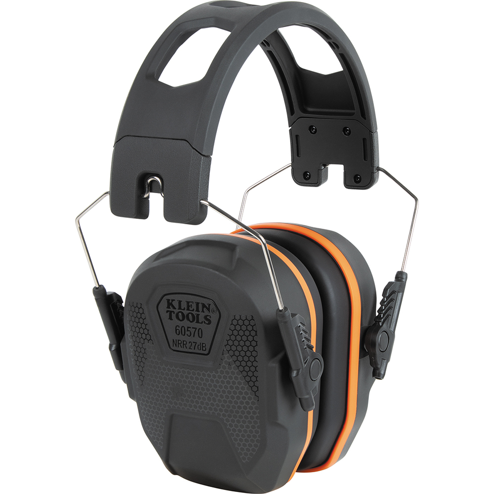 60570 Ear Muffs, 27 dB Noise Reduction, Grey/Orange, ANSI S3.19-1974