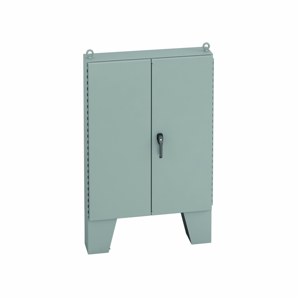 727212-12FD 2-Door Ground Mount Enclosure, 72 in W x 12 in D x 72 in H, NEMA 12/IP65 NEMA Rating, Carbon steel