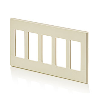 80321-ST Decora Screwless Standard Size Wall Plate, 5 Gangs, 9.99 in W x 4.61 in H, Polycarbonate, Light Almond