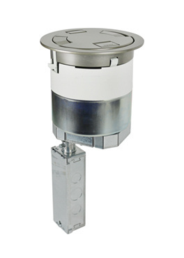 6AT2PGY Evolution 6AT Multi-Service Pre-Wired Recessed Poke-Through Assembly With Flush Style Cover, 6 in Hole, 3 Gangs, 24 cu-in Capacity, Steel