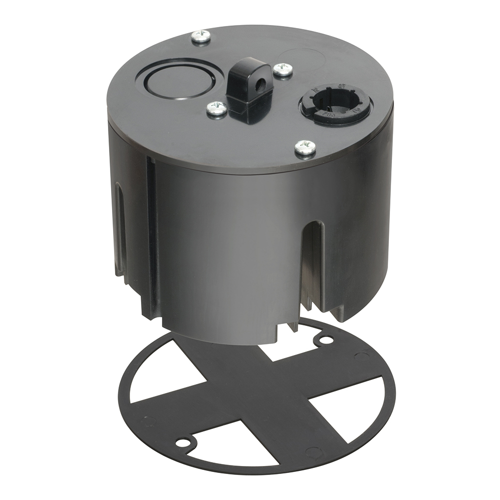 F428SC T-Box With Non-Metallic Hanger, Plastic, 28 cu-in Capacity, 2 Knockouts, 3.125 in L x 4.365 in W x 4.365 in H