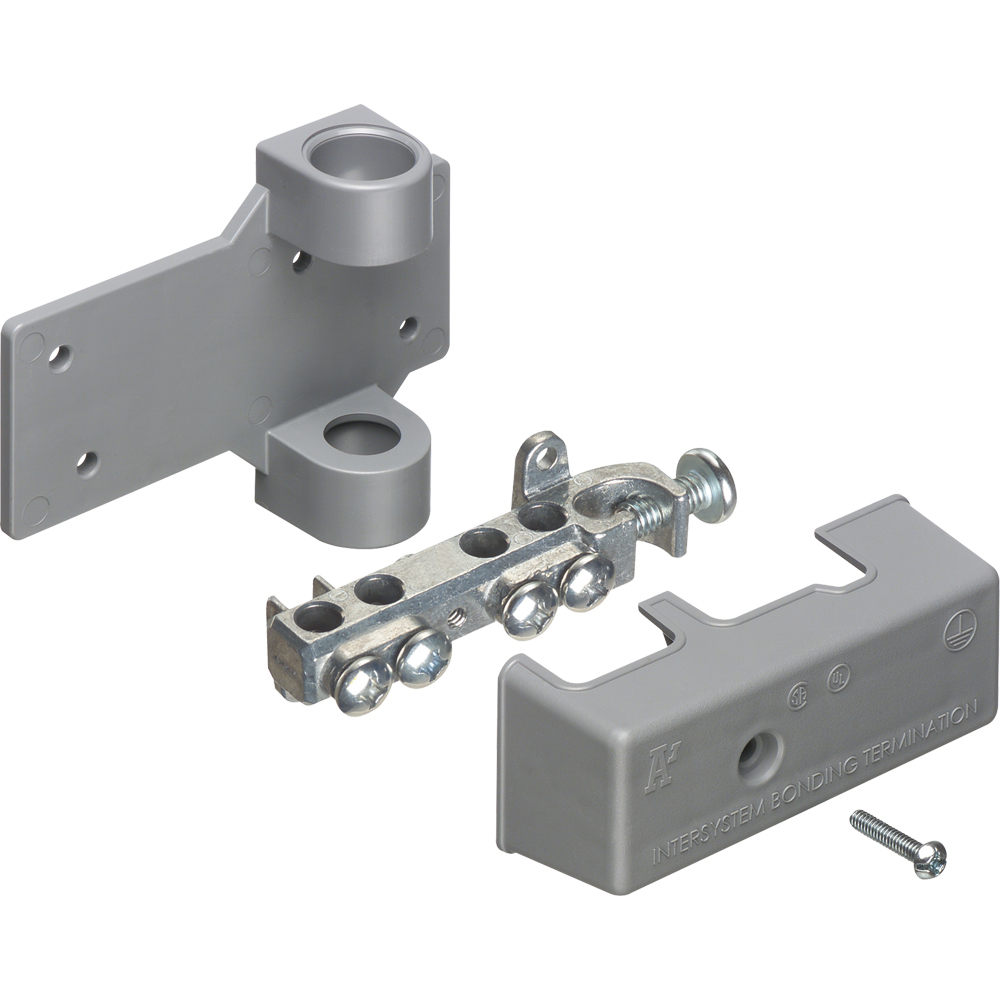 GB5P Intersystem Grounding Bridge With PVC Adapter, Gray Cover, 0.872 in L x 3.383 in W, 4 Holes, Plastic/Zinc