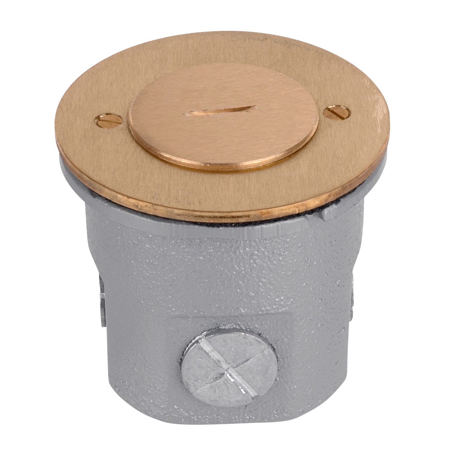 672 Steel City Flush Service Non-Adjustable Watertight Floor Box, Cast Iron, 13 cu-in Capacity, 1 Gangs, (6) Knockouts, 2-31/32 in W x 3-3/16 in D