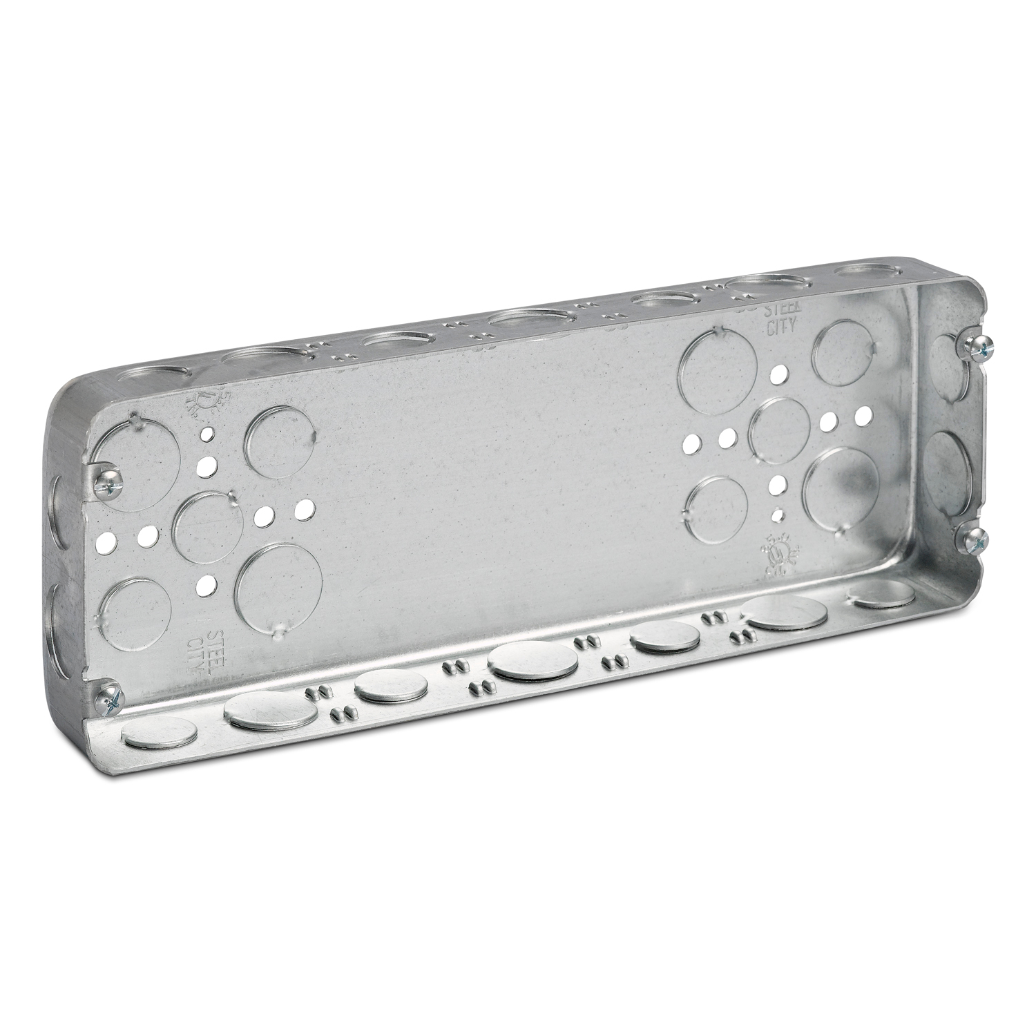 5G-1/2-3/4 Steel City Drawn Style Gang Box, Steel, 85 cu-in Capacity, 5 Gangs, 5 Outlets, 28 Knockouts