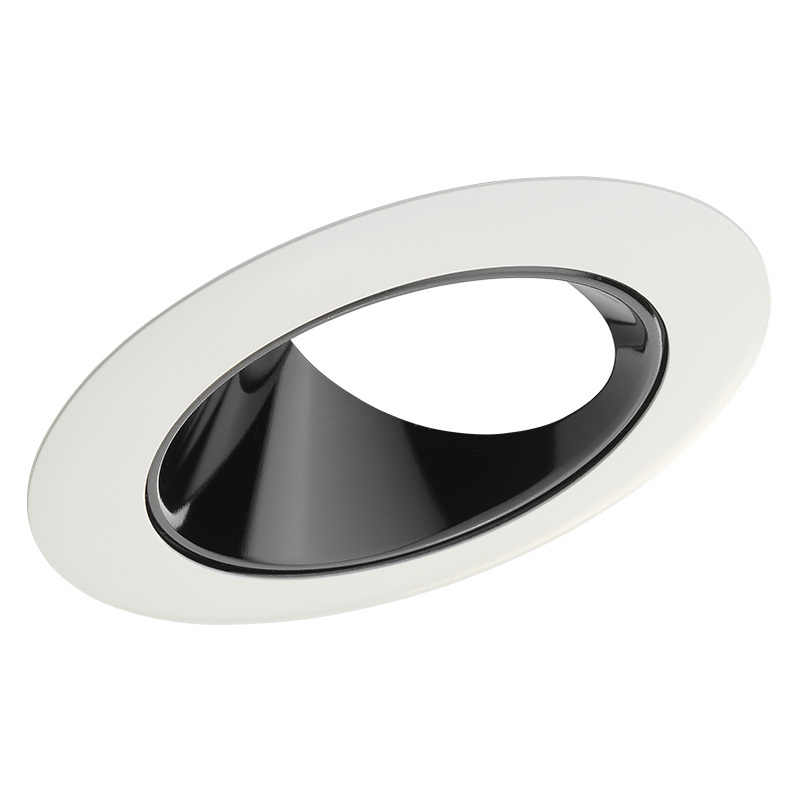 48L WWH Angle Cut Cone Round Super Sloped Open Downlight Trim, 4 in ID x 5 in OD, LED Lamp, For Use With 4 in IC-Rated and TC 700 Lumens Internally Adjustable LED Downlight