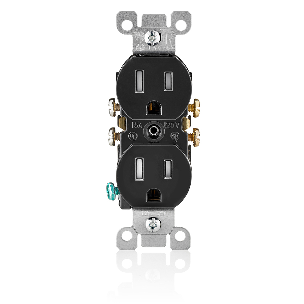 T5320-GY Duplex Grounding Standard Tamper-Resistant Straight Blade Receptacle, 125 V AC, 15 A, 2 Poles, 3 Wires, Gray