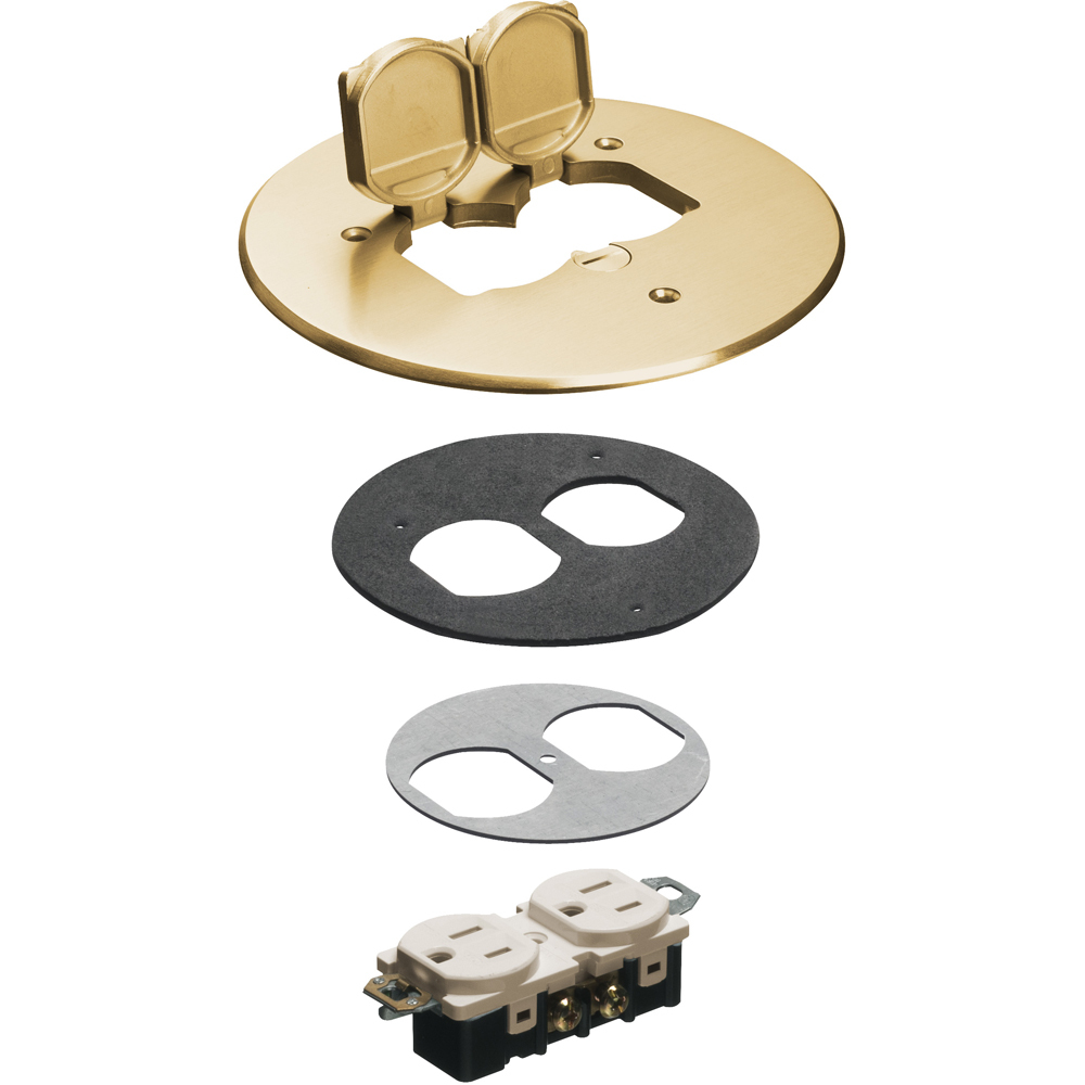 FLB6230MB Floor Box Cover Kit, 6 in Dia, 5.7 in L x 1/8 in W, Brass/Plastic