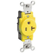 5361-W Heavy Duty Single Straight Blade Receptacle, 125 V AC, 20 A, 2 Poles, 3 Wires, White