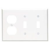 80721-W Standard Size Combination Wall Plate, 3 Gangs, 6.38 in W x 4.5 in H, Thermoplastic, White