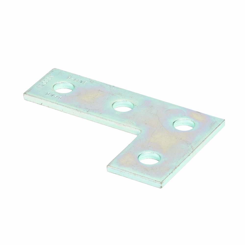 B143GRN Flat Corner Plate, 4 Holes, 5-3/8 in L x 3-1/2 in W x 1/4 in THK, Strip Steel