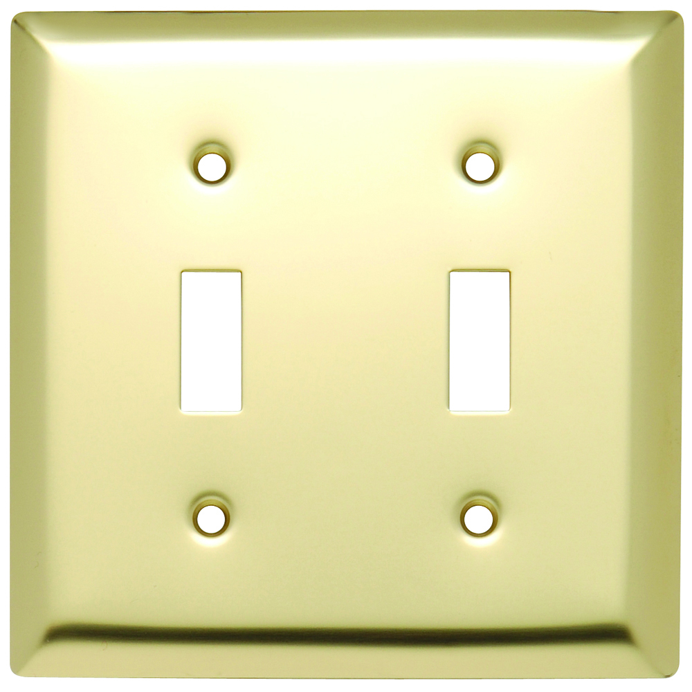 SB2PB Standard Wall Plate, 2 Gangs, 4.56 in W x 5 in H, Thermoplastic, Brass