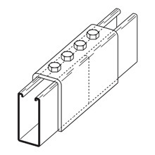 B172-12ZN 4-Hole Splice Clevis, 7-1/4 in L x 1/4 in THK, For Use With B12 Channel, Steel