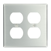 83016 Standard Size Wall Plate, 2 Gangs, 4.56 in W x 4.5 in H, Aluminum