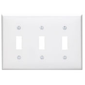 80711-W Standard Size Traditional Wall Plate, 3 Gangs, 6.37 in W x 4.5 in H, Thermoplastic, White