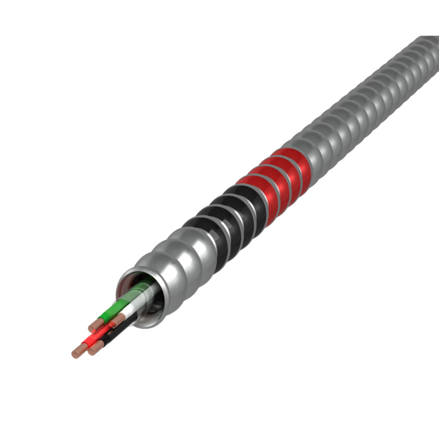 2161-60-00 MC Lite Type MC Traditional Metal Clad Armored Cable With Grounding and Neutral Conductor, Reel Packaging, 600 V AC, (2) 10 AWG Stranded Copper Conductor, 1000 ft L