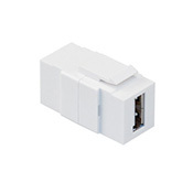 40835-W QuickPort Feed-Through USB Connector, Snap-In Connector, Plastic, White
