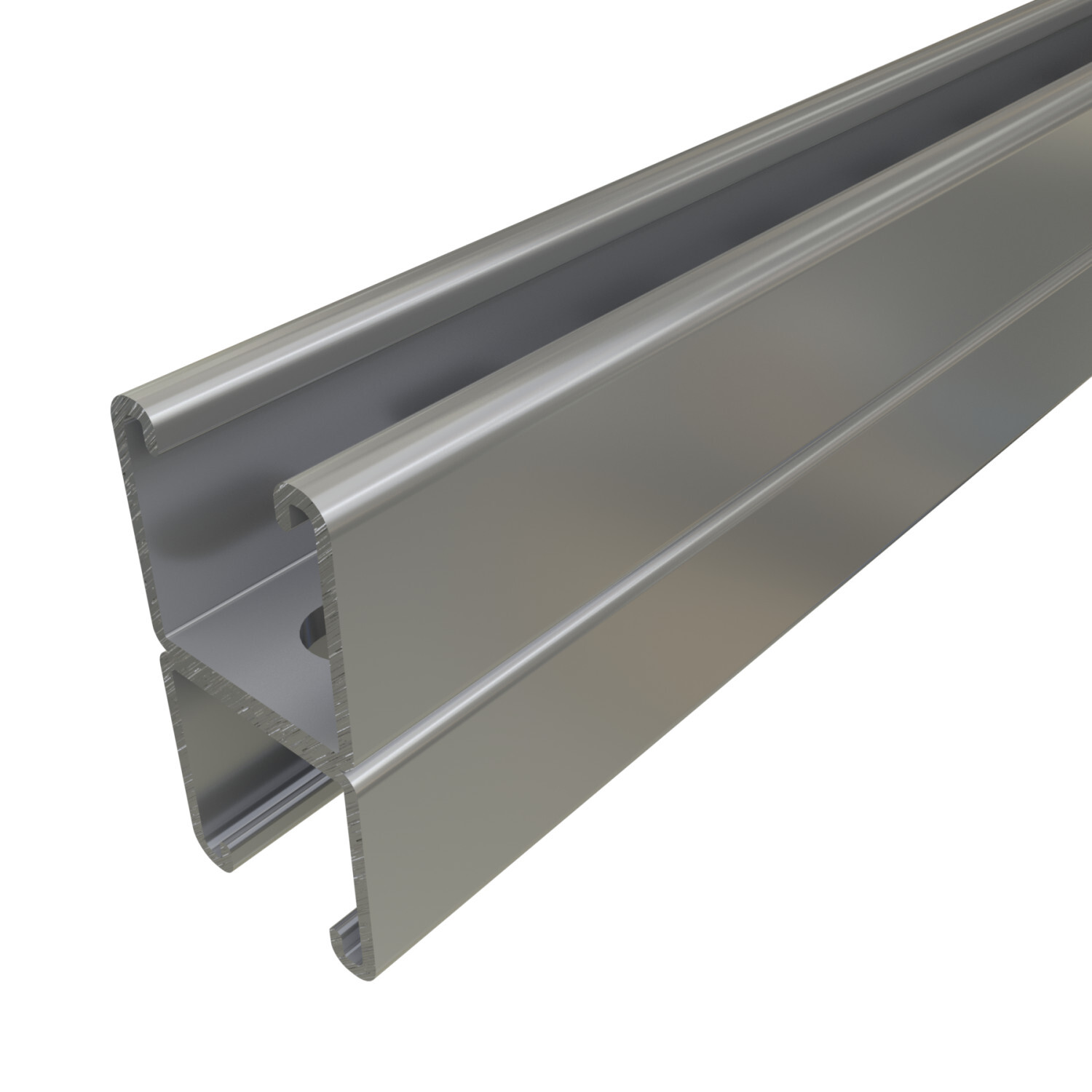 P1001T-20PG P1000 Back to Back Half T-Slotted Strut Channel, 20 ft L 1-5/8 in W 3-1/4 in D 12 ga THK, Low Carbon Steel, Pre-Galvanized, Domestic