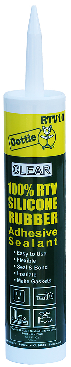 RTV10 RTV Silicone Sealant, 10 oz Cartridge, Clear, RTV Silicone Base