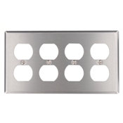 84041-40 Standard Size Traditional Wall Plate, 4 Gangs, 302 Stainless Steel