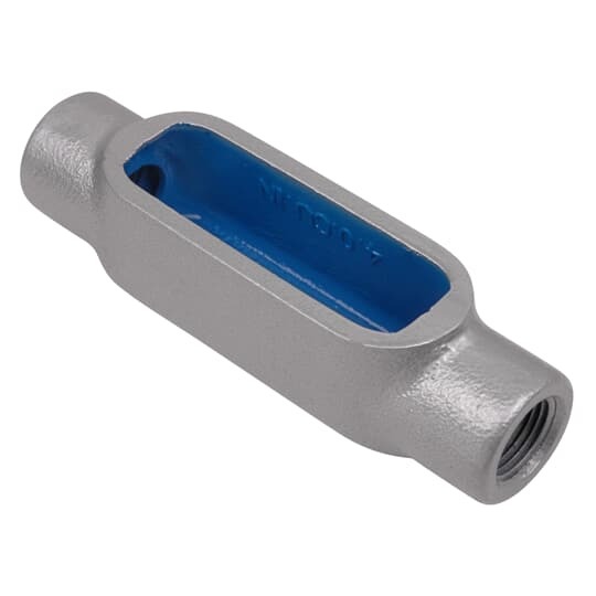 C18-4X-G Ocal-Blue Type-C Conduit Body With Cover, 1/2 in Hub, Form 8 Form, 4.9 cu-in Capacity, Iron, Hot Dipped Galvanized/PVC Coated