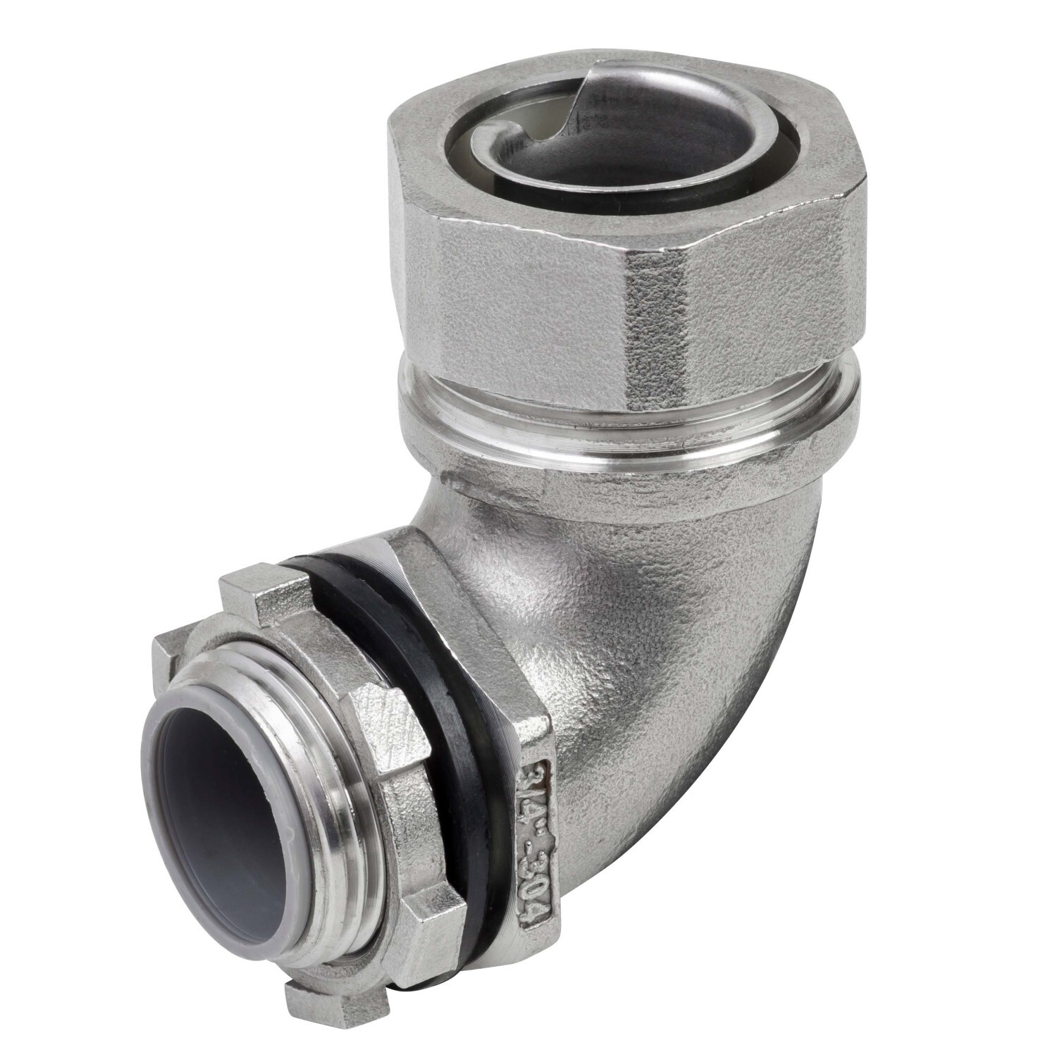 S61200FC90 Flexible Conduit Connector, 1-1/4 in Trade, For Use With Flexible Rigid Conduit, 316 Stainless Steel, #4 Polished