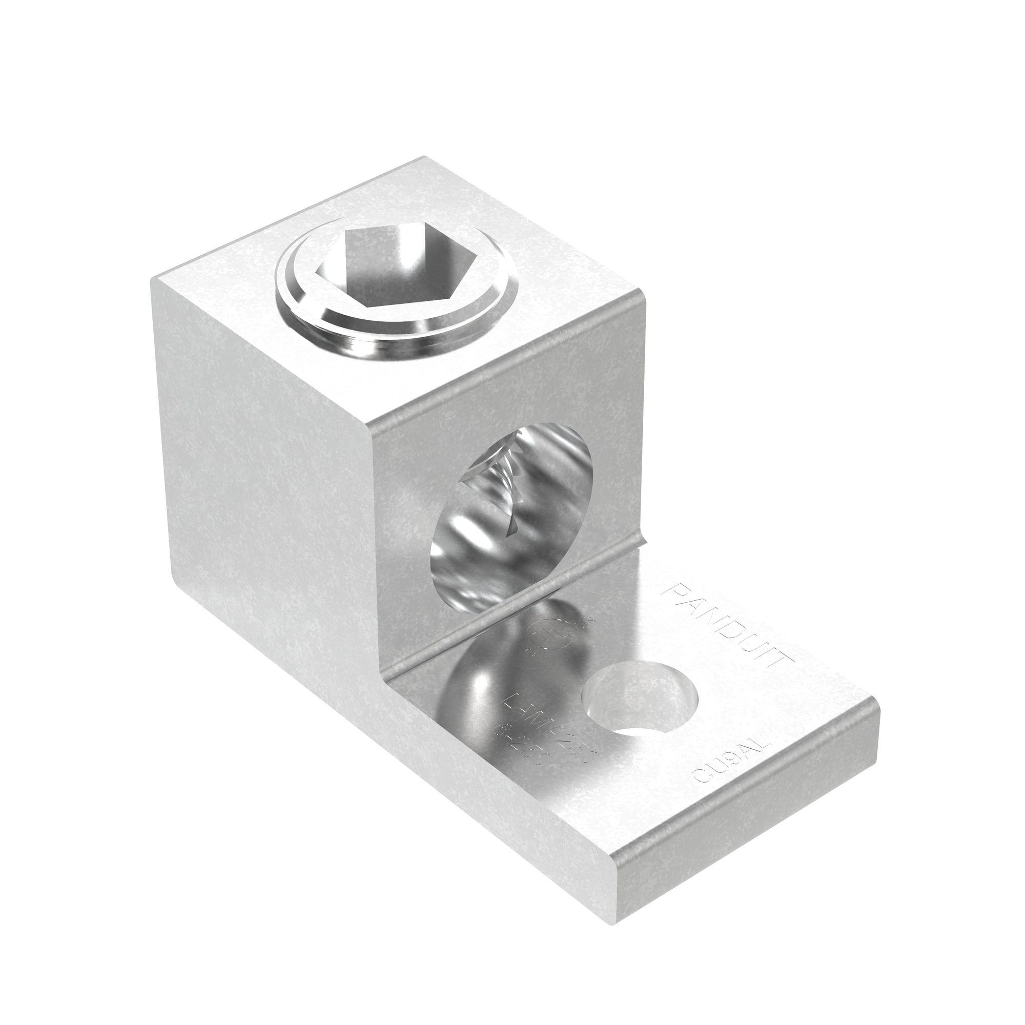LAMA250-56-QY 1- Barrel Mechanical Lug, 6 AWG to 250 kcmil Aluminum/Stranded Copper Conductor, 5/16 in Stud, 1 Bolt Hole, Aluminum