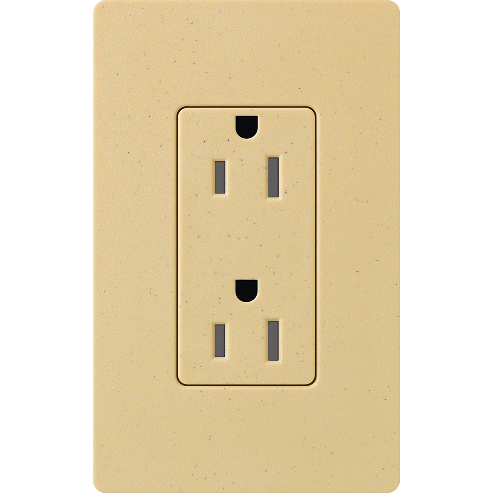 SCRS-15-TR-GS Satin Colors Dimming Designer Style Grounding Self-Testing Tamper-Resistant Duplex Receptacle, 125 VAC, 15 A, 2 Poles, 3 Wires, Goldstone