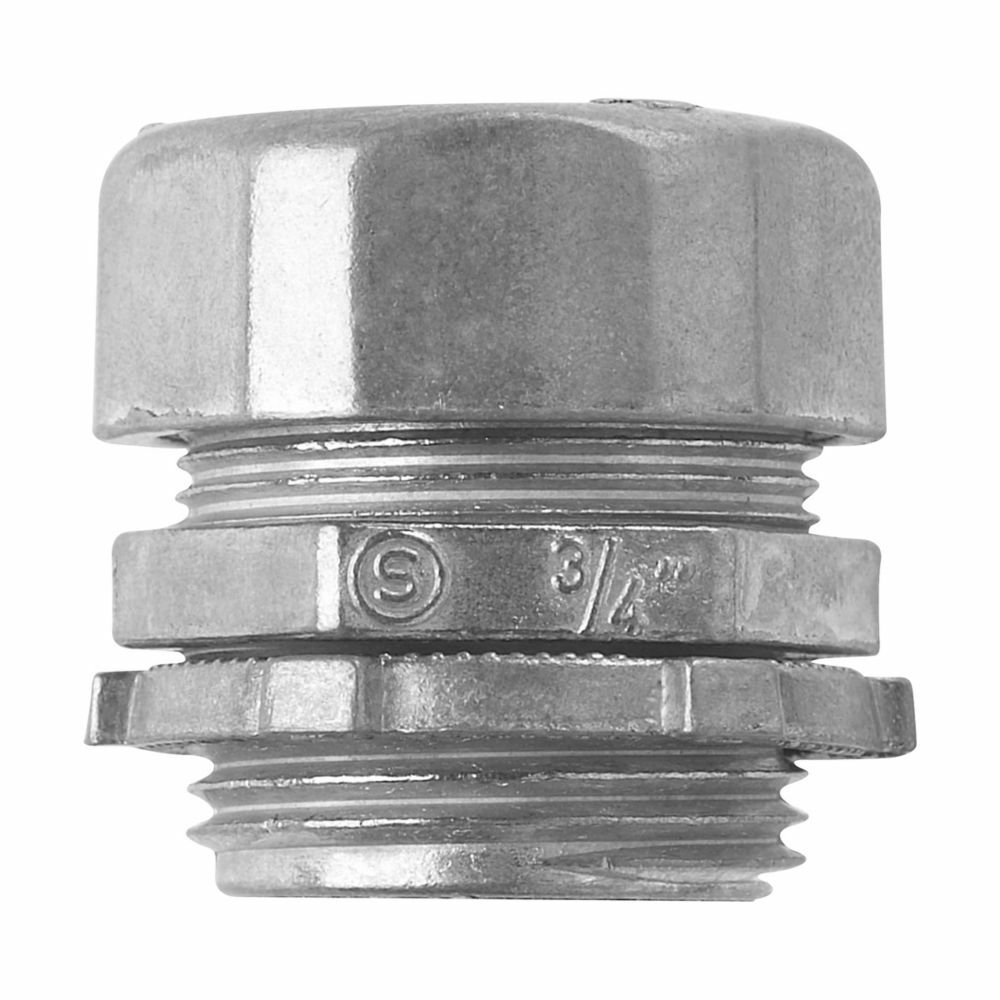 1651DC Insulated Straight Compression Conduit Connector, 3/4 in Trade, For Use With Thinwall EMT Conduit, Die Cast Zinc, Natural