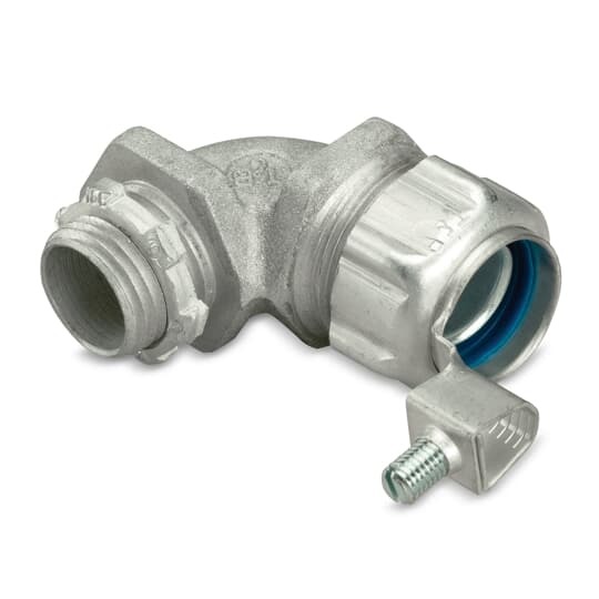 5355GR T&B External Bonding Insulated Grounding Connector, 1-1/4 in Trade, 90 deg, Malleable Iron, Chromate Coated/Electro-Zinc Plated