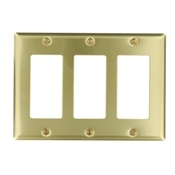 81411 Decora Standard Size Wall Plate, 3 Gangs, 6.37 in W x 4.5 in H, Brass
