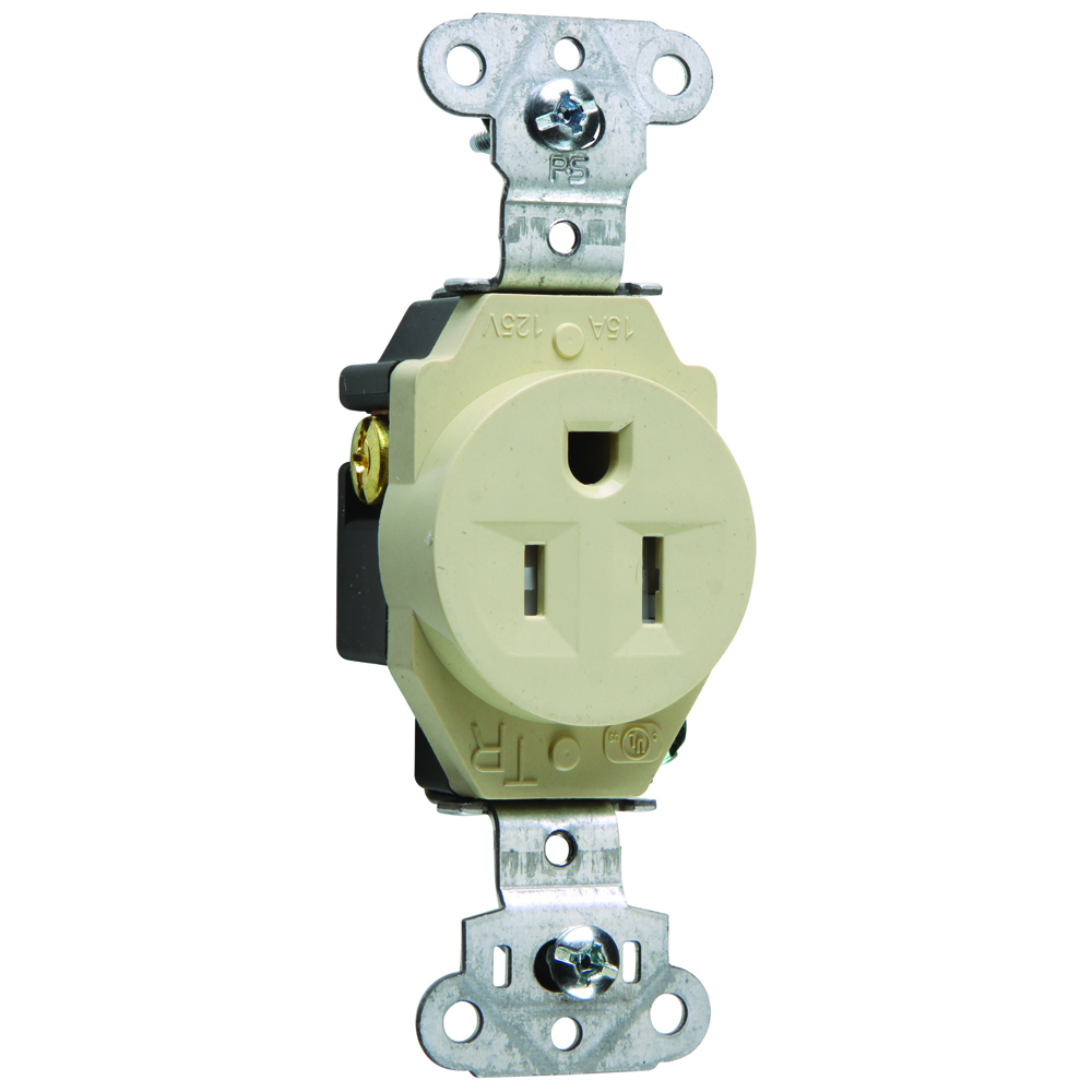 TR5251I 15 Amp 125V Construction Spec-Grade Single Receptacle, Back and Side Wire, Ivory