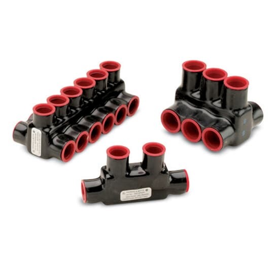 AMTD25062 Blackburn 2-Port Double Sided Insulated Multi-Port Connector, 6 AWG to 250 kcmil Aluminum/Copper Conductor, 5/16 in Hex Screw Installation, Aluminum