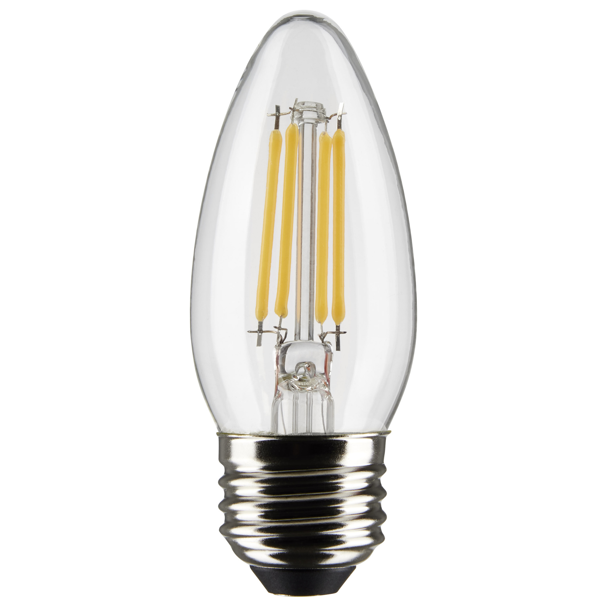 S21284 Filament Bulb, 4 W, 40 W Incandescent Equivalent, E26 Lamp Base, B11 Shape, 350 Lumens
