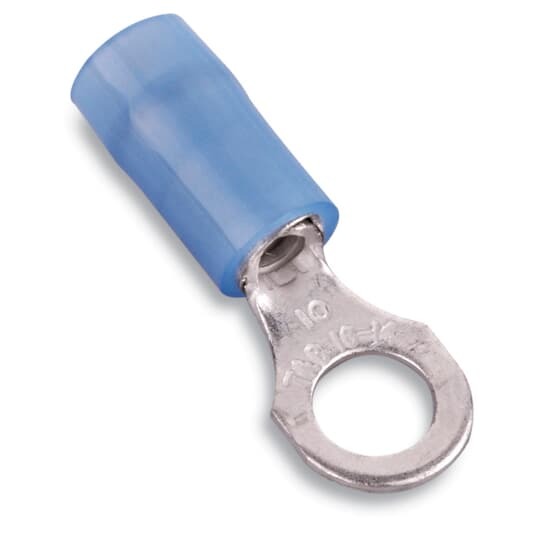RB14-10 Sta-Kon RB Series Insulated Ring Terminal, 18 to 14 AWG Conductor, 0.89 in L, Insulation Grip Sleeve Barrel, Copper, Blue